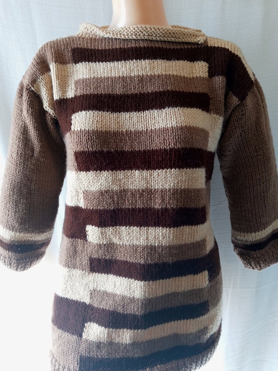 Vintage brown multi striped sweater - image 1