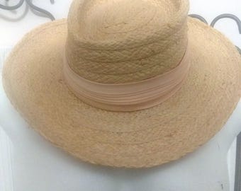 Vintage Baroncelli Andrea flat crown upturn fedora straw hat Bergere Vintage Baroncelli Andrea Flat Crown Upturn Fedora Straw Hat  main image 4