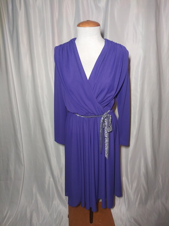 Vintage purple belted dress - image 2