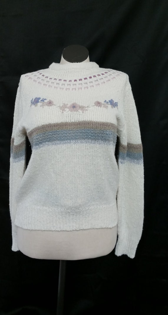 Vintage white and lilac sweater