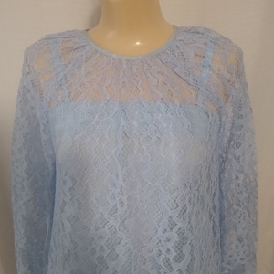 Vintage light blue lace overlay dress