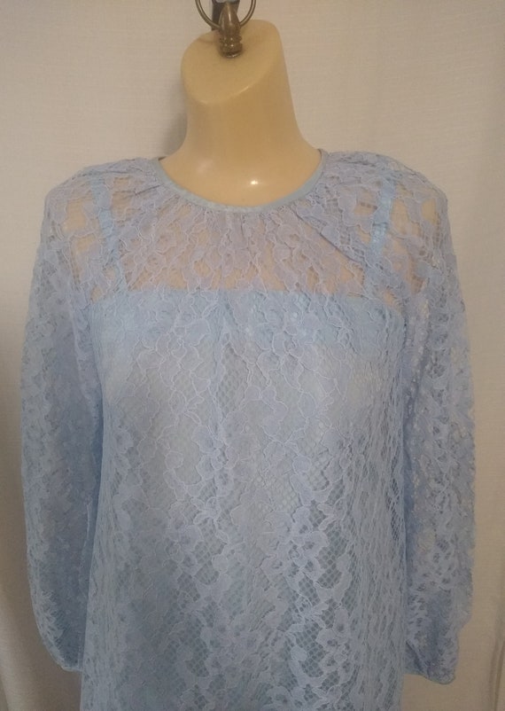 Vintage light blue lace overlay dress