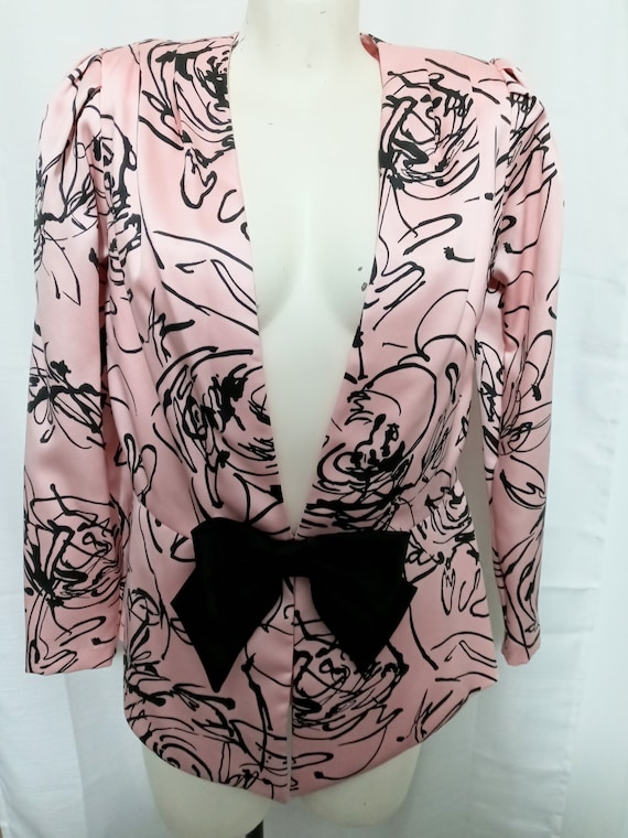 Vintage pink jacket with black floral print