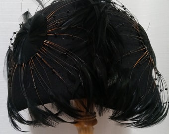 Vintage black feather hat