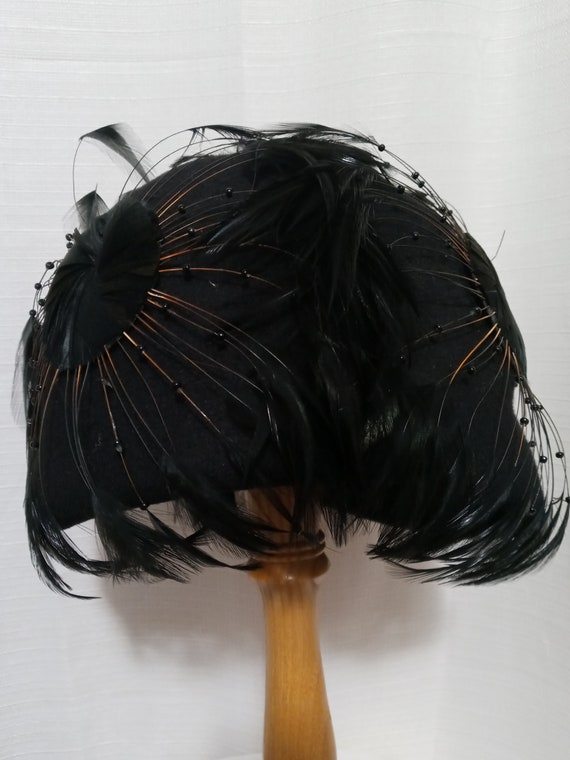 Vintage black feather hat