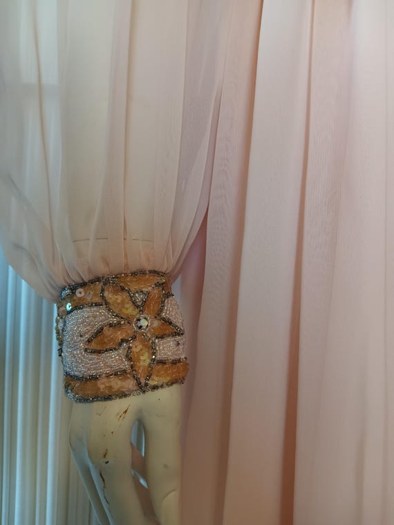 Vintage peach chiffon double breasted gown - image 6