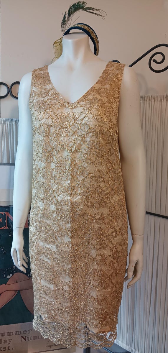 gold metallic lace dress 1920s Gold Metallic Lace Dress Annie's Ibiza Online