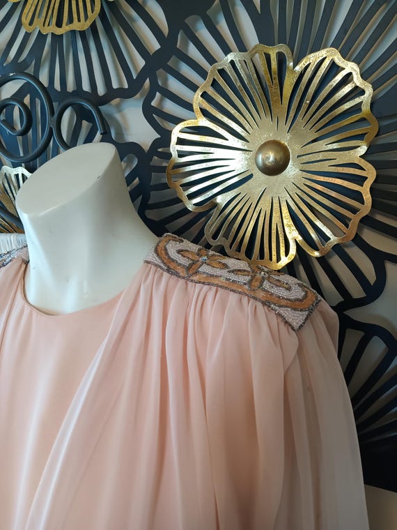 Vintage peach chiffon double breasted gown - image 7