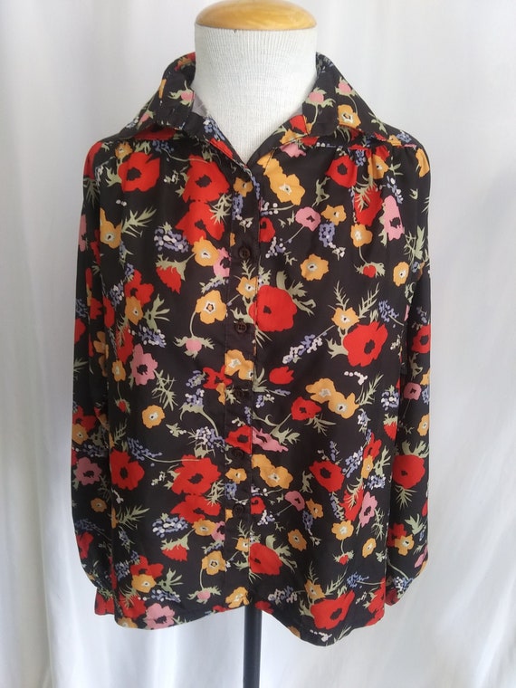 Vintage black multi floral shirt