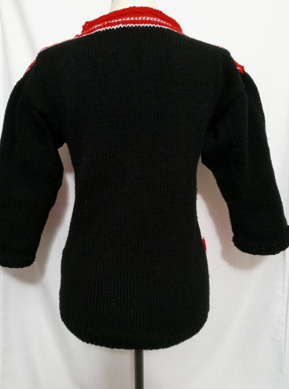 Vintage black, red and white color block sweater - image 9