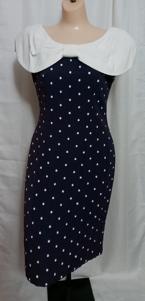 Vintage navy blue polka dot dress