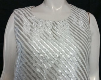 Vintage silver and white striped sleeveless top