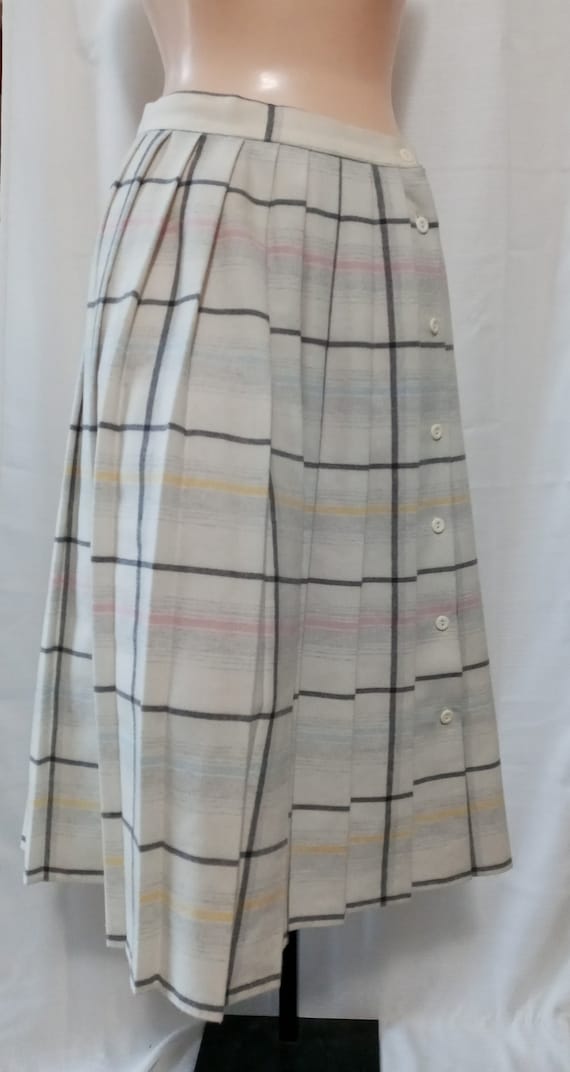 Vintage grey multi plaid pleated skirt