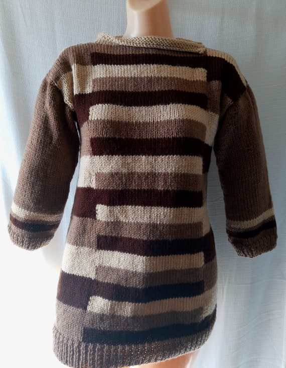 Vintage brown multi striped sweater - image 7