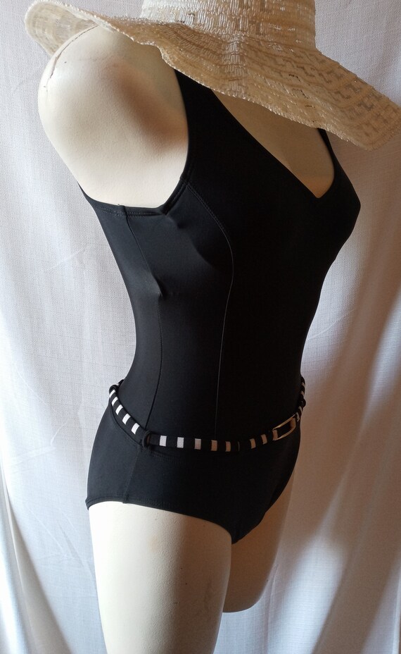 Vintage black swimsuit with belt