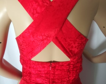 Vintage red criss cross cocktail dress