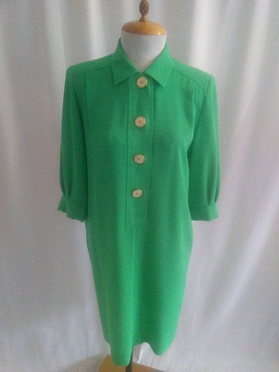 Vintage kelly green shift dress - image 1