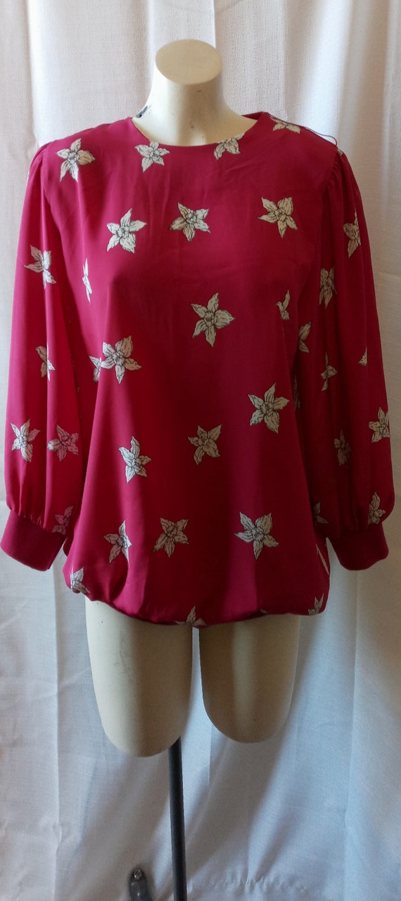 Vintage fuchsia floral blouse - image 2