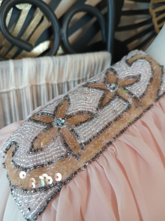 Vintage peach chiffon double breasted gown - image 4