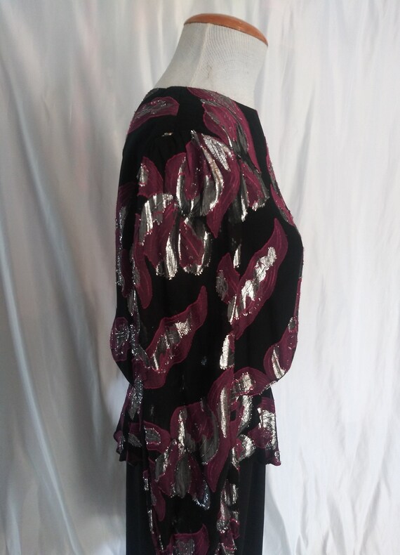 Vintage black, silver and fuchsia dress - image 4