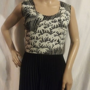 Vintage black and white accordion skirt gown