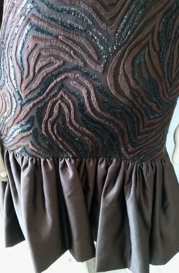 Vintage brown and black striped dress - image 4