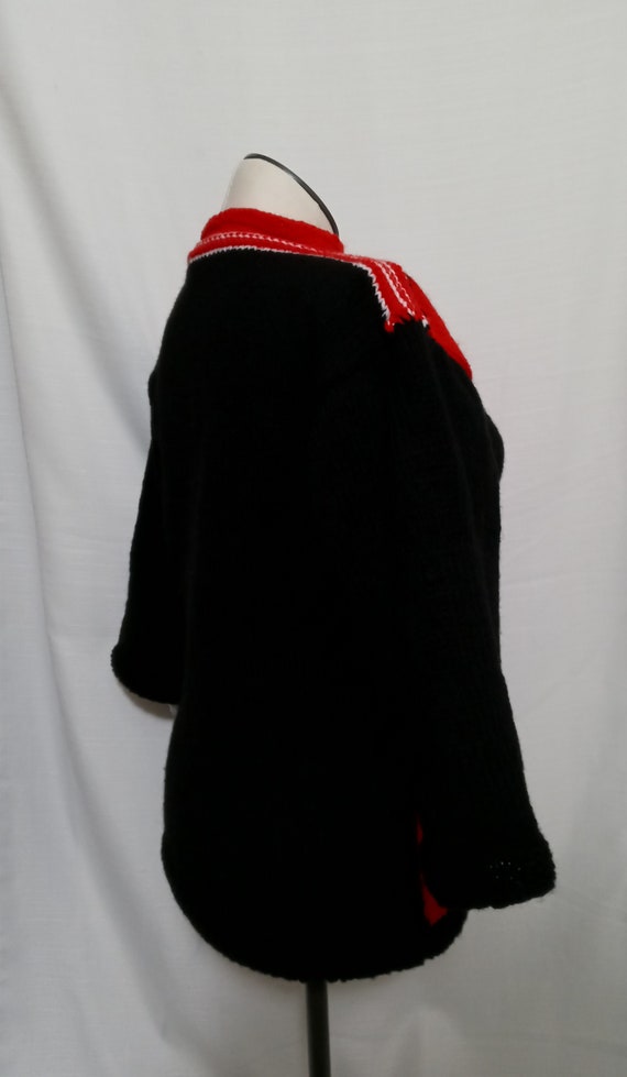 Vintage black, red and white color block sweater - image 6