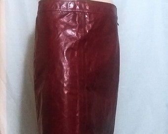 Vintage cherry red leather skirt