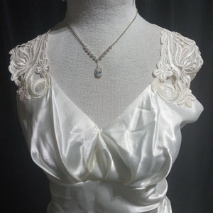 Vintage white satin shine wedding gown