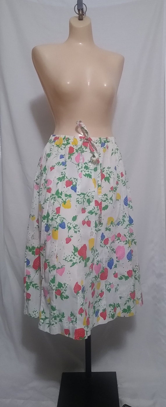 Vintage white fruit print skirt