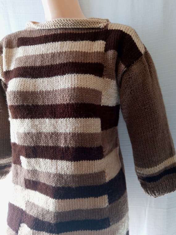 Vintage brown multi striped sweater - image 3