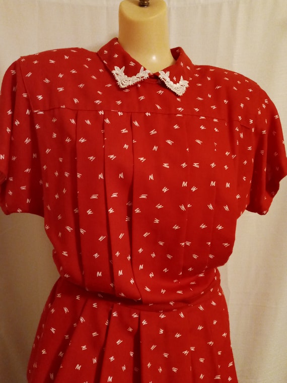 Vintage red and white peplum dress - image 2