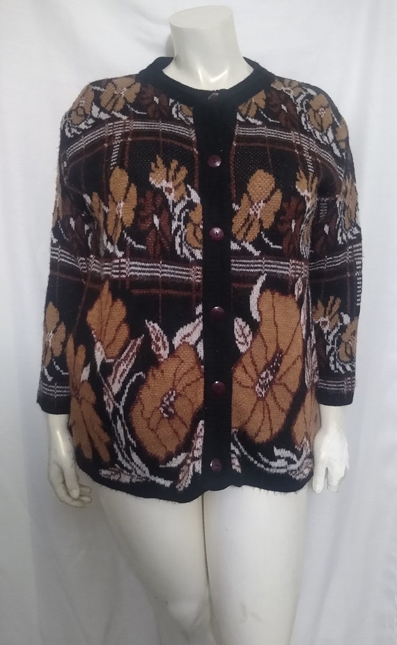 Vintage black/brown multi cardigan