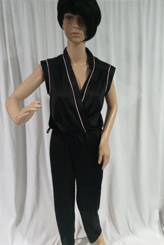 Vintage black and pink pajama jumpsuit