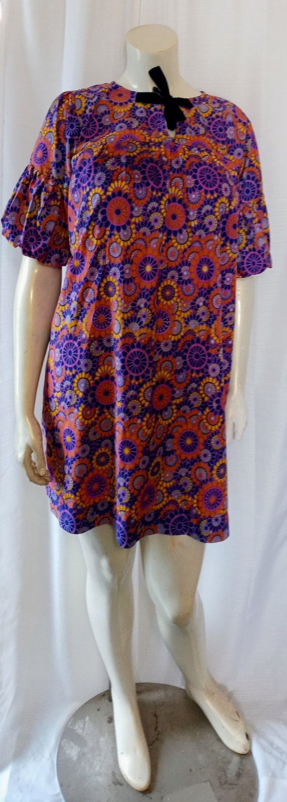 Vintage purple print babydoll dress
