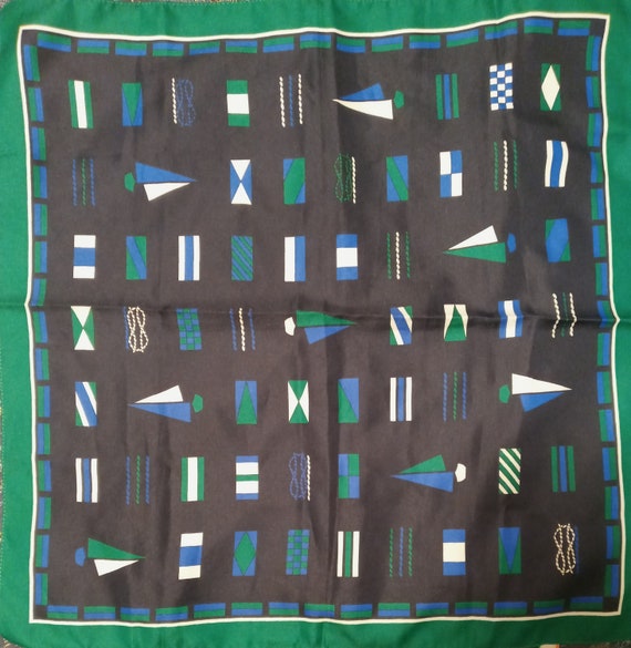 Vintage navy and green scarf - image 4