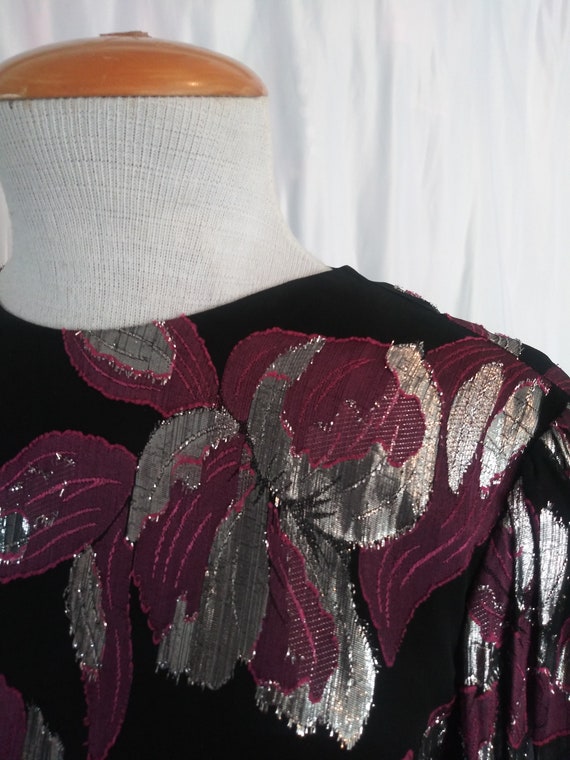 Vintage black, silver and fuchsia dress - image 8