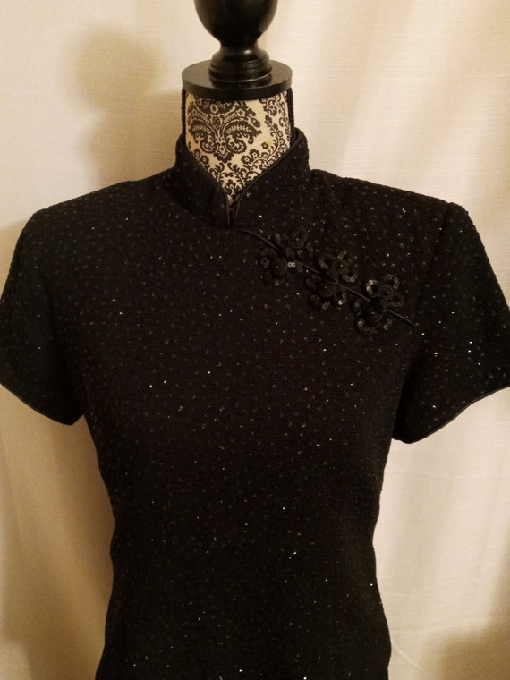 Vintage black asian inspired cheongsam style dress - image 3