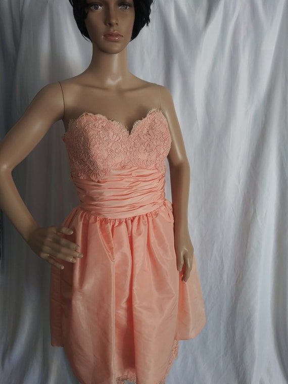 Vintage peach strapless gown