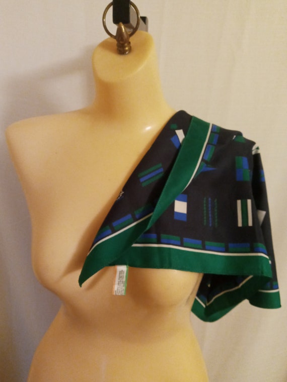 Vintage navy and green scarf - image 7