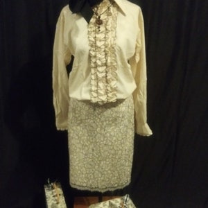 Vintage cream ruffled shirt image 2