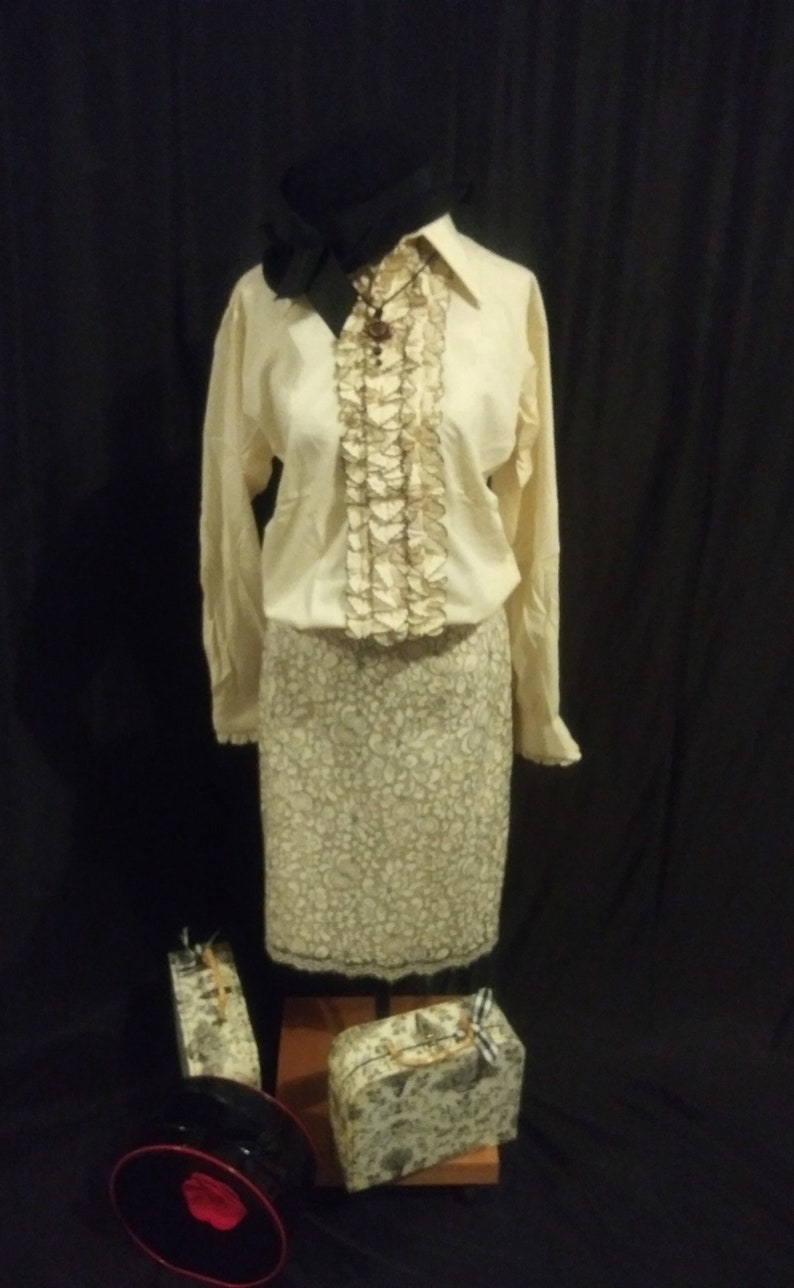 Vintage cream ruffled shirt image 2