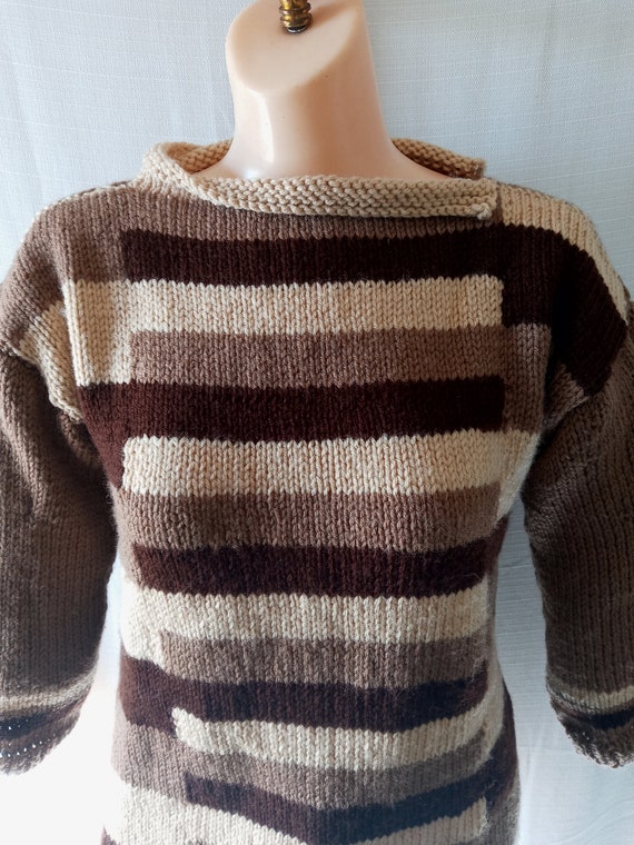 Vintage brown multi striped sweater - image 2