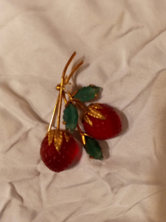 Vintage red strawberry austrian fruit pin