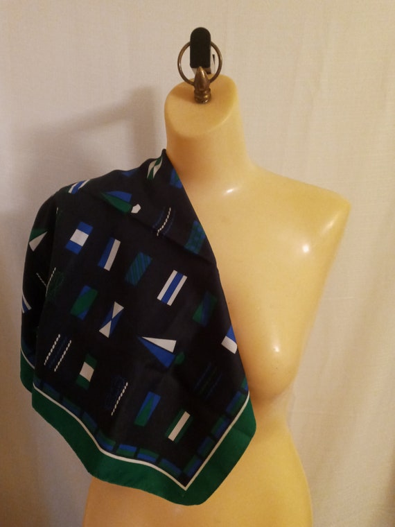 Vintage navy and green scarf - image 2