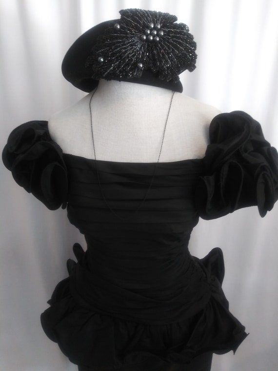 Vintage black ruffled party dress