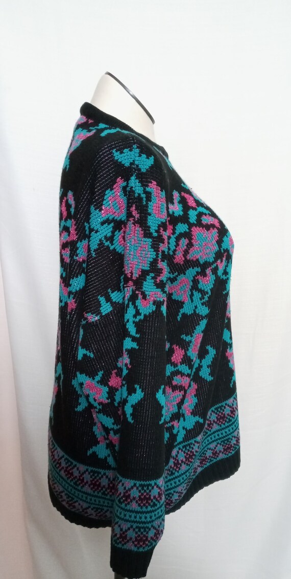 Vintage black, green and pink sweater - image 4