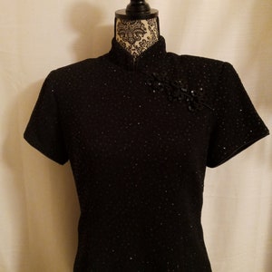 Vintage black asian inspired cheongsam style dress