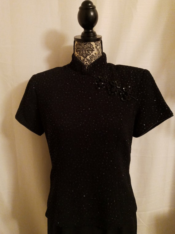 Vintage black asian inspired cheongsam style dress