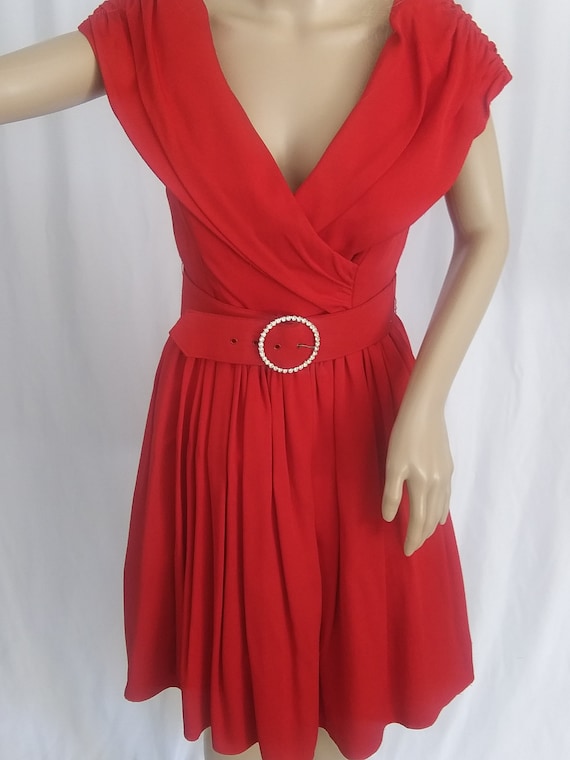Vintage red off-shoulder cocktail dress